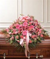 Pink Mixed Half Casket Cover Funeral