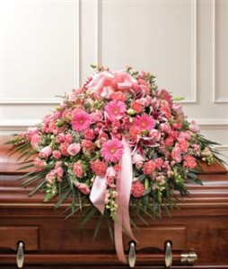 Pink Mixed Half Casket Cover Funeral in Crestview, FL | The Flower Basket Florist Pink Mixed Half Casket Cover Funeral in Crestview, FL | The Flower Basket Florist