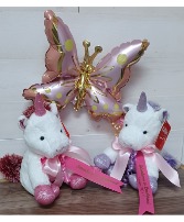 Pink or Purple unicorn with ribbon Plush