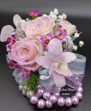 Pink Orchid & Rose Wrist Corsage 
