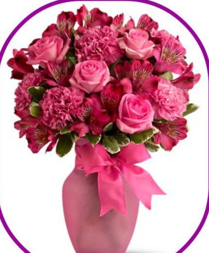 PINK PASSION BOUQUET VASE PURPLE OR CLEAR