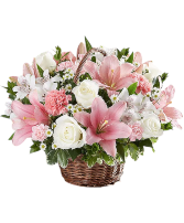 Pink Peace, Prayers, & Blessings Basket Basket Arrangement