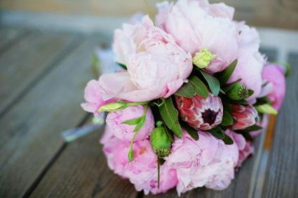 Pink Peonies and exotics  Hand-tied 