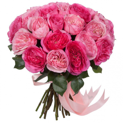 PINK PIANO GARDEN ROSE BOUQUET WITH VASE