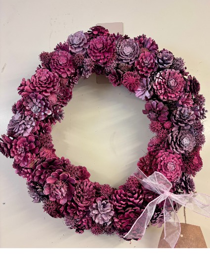Pink Pinecone Wreath