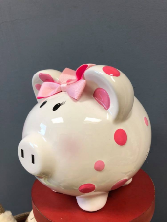 Pink Polka dot Piggy Bank 