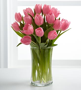 Pink Prelude Tulips 15 stems in Vase