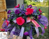 Pink & Purple Silk Cemetery Saddle w/solar 