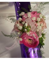 Pink Ranunculus and Pink Spray Roses Corsage