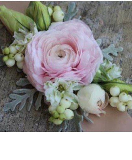 Pink Ranunculus corsage 