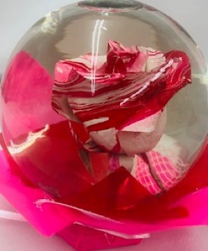 Pink & Red Marble Rose Globe  