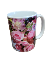 Pink rose and alstromeria  15 Ounce Mug