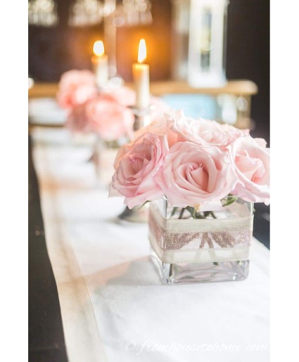 Pink Rose Centerpiece Reception Flowers