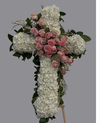 Pink Rose Cross Sympathy Cross