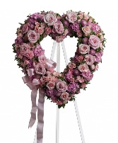 Pink Rose Garden Heart Wreath  