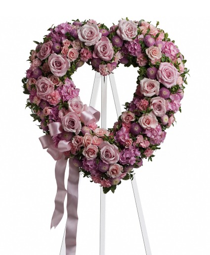 Pink Rose Garden Heart Wreath  