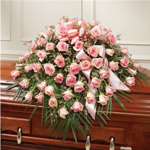 Pink Rose Half Casket Cover