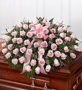 Pink Rose Half Casket Cover casket