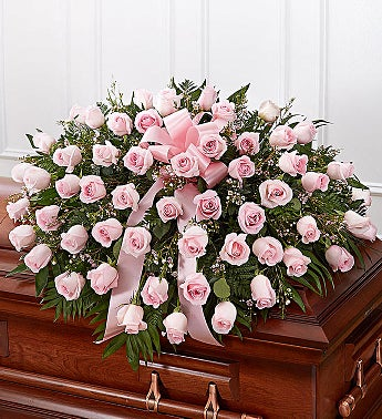Pink Rose Half Casket Cover casket
