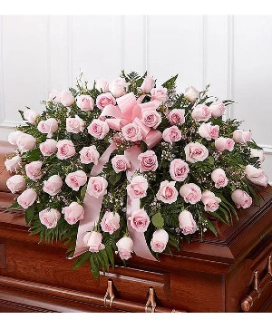 Pink Rose Half Casket Cover sympathy arrangements