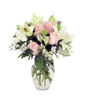 Pink Rose Lily Love Vase Arrangement  Substitutions Maybe Necessary
