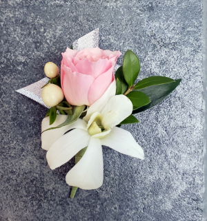 PINK ROSE & ORCHID Boutonniere