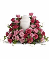 Bed of Pink Roses Cremation Tribute