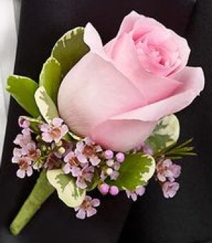 Pink Rose with Wax Flower 