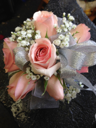 Pink rose wrist corsage Prom