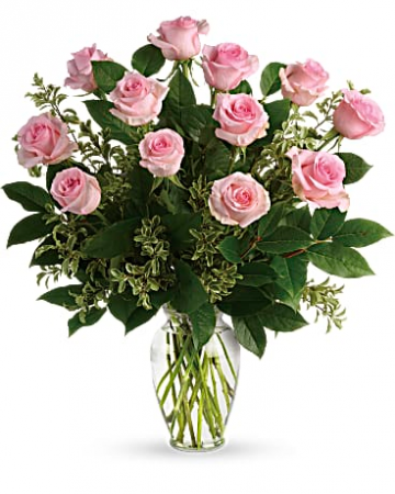 Dozen Pink Roses in Granger, IN | Yellow Rose Florist And Flower Basket Dozen Pink Roses in Granger, IN | Yellow Rose Florist And Flower Basket