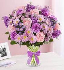 Pink Roses and lavender Bouquet 