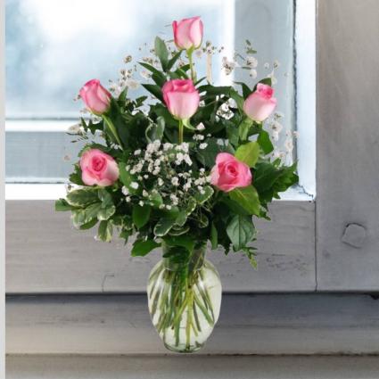 Pink Roses- Bud Vase or 1/2 Dozen