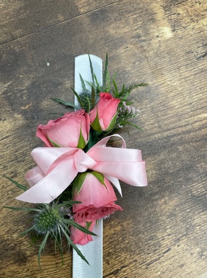 Pink Roses with Thistle 