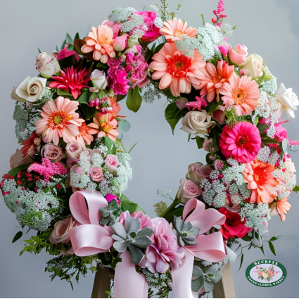 Pink Solitude Standing Wreath