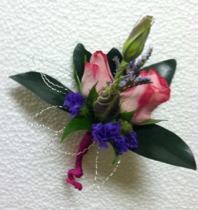 Pink spray roses boutoniere