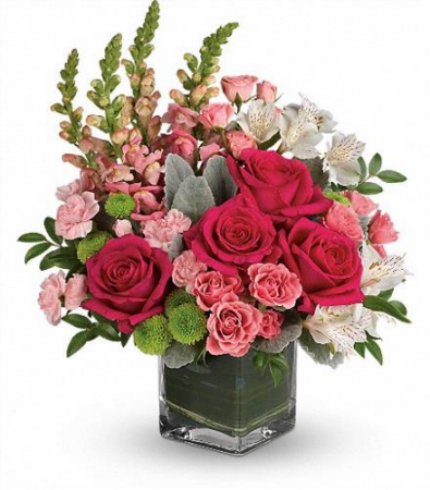 Pink Squared fresh floral arrangement