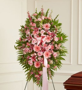 Pink Standing Easle Spray Funeral Service Flowers