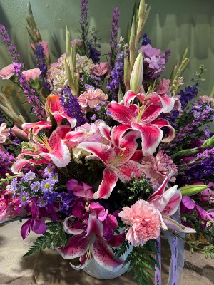 Pink Stargazer Basket Arrangement 