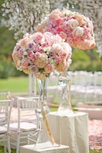 Pink Tall Centerpieces Wedding Flowers