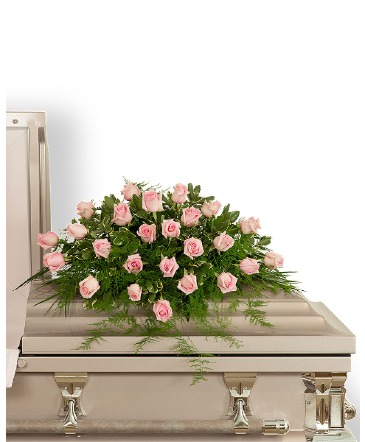 Pink Tranquility Casket Spray Sympathy in Nevada, IA | Flower Bed