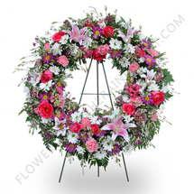 Pink Tribute Wreath Arrangement in Margate, FL | THE FLOWER SHOP OF MARGATE Pink Tribute Wreath Arrangement in Margate, FL | THE FLOWER SHOP OF MARGATE