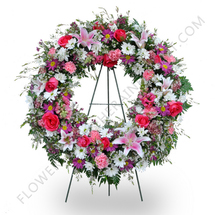 Pink Tribute Wreath Arrangement 