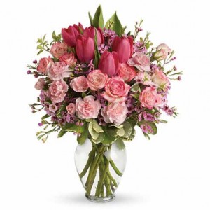PINK TULIP AND ROSE BOUQUET in Pflugerville, TX - BLOOMIN' ACROSS TEXAS