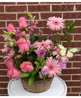 Pink Whisper  Floral Basket  in Clemmons, North Carolina | Blooms & Beyond