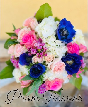 Pink , White , and Blue Prom Bouquet 