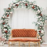 Pink, White and Red Floral Arch Ceremony Flowers