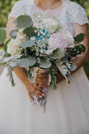 Pink, White & Blue Bridal Bouquet Wedding