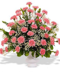 Pink & White Carnation Bouquet Sympathy Arrangement