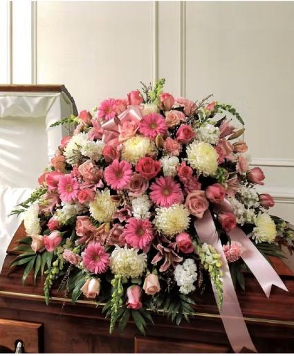 Pink & White Casket Spray 