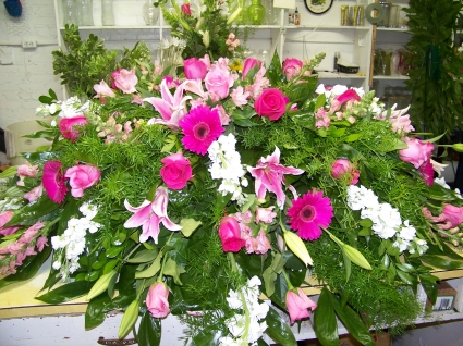 Pink & White Casket Spray 